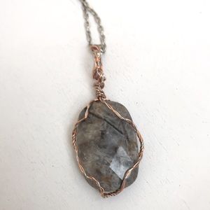 Handcrafted Jasper Oval Cut Wire-wrapped Necklace